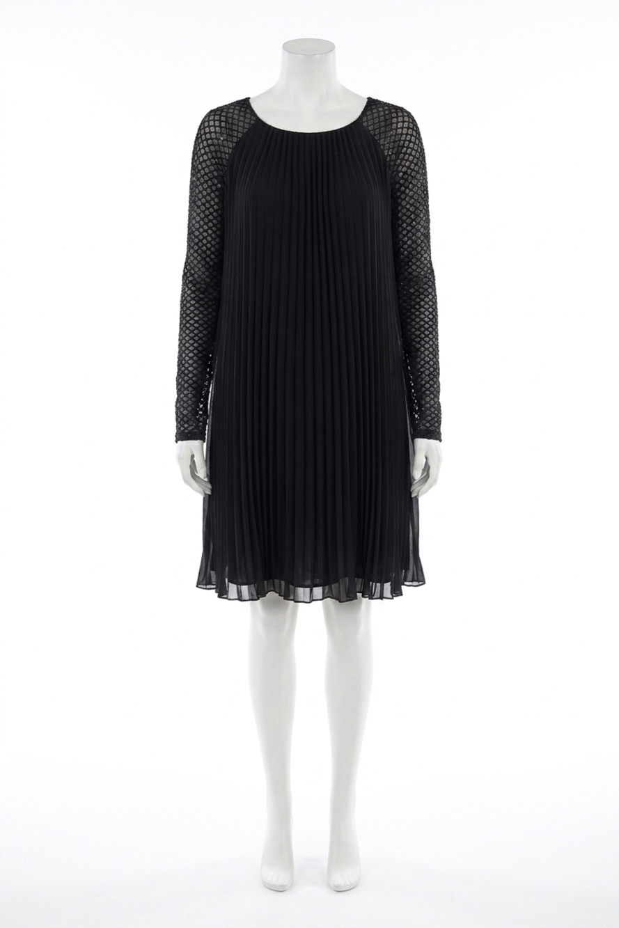 NEW JOSEPH RIBKOFF pleated chiffon sequined party dress in black